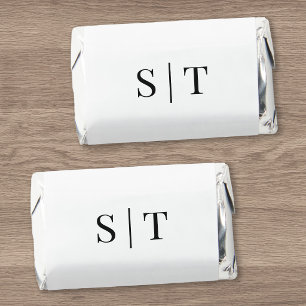 White and Black Wedding Monogram Hershey's Miniatures