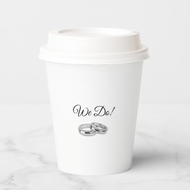 White and Black-Wedding Rings- Paper Cups (Front)