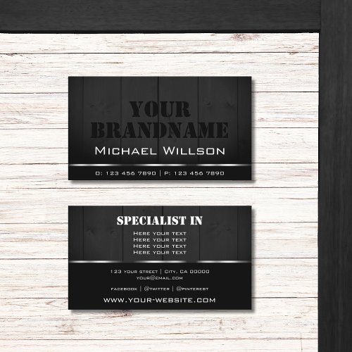 White and Black Wooden Boards Cool Wood Grain Look Business Card