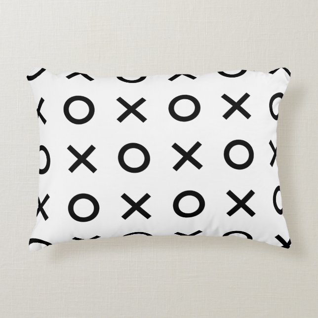 White and Black Xs and Os Accent Pillow (Front)