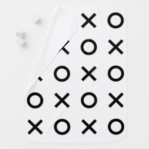 White and Black Xs and Os Baby Blanket