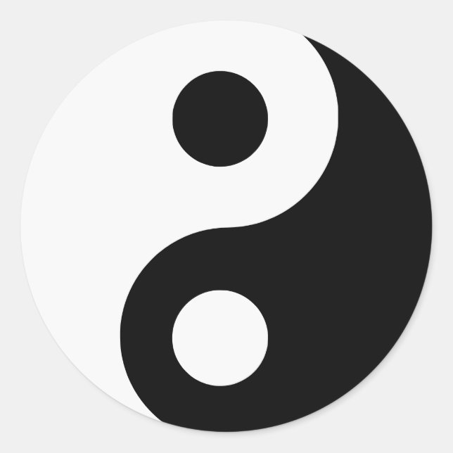 White and Black Yin and Yang Symbol Classic Round Sticker (Front)