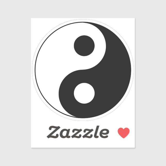 White and Black Yin and Yang Symbol Sticker (Sheet)