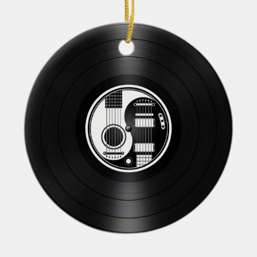 White and Black Yin Yang Guitars Vinyl Graphic Ceramic Ornament