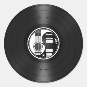 White and Black Yin Yang Guitars Vinyl Graphic Classic Round Sticker