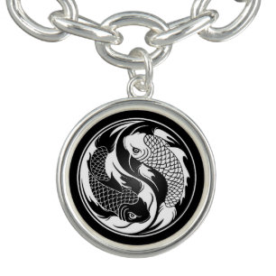 White and Black Yin Yang Koi Fish Bracelet