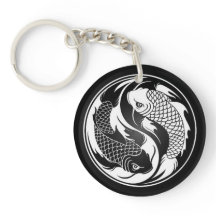 White and Black Yin Yang Koi Fish