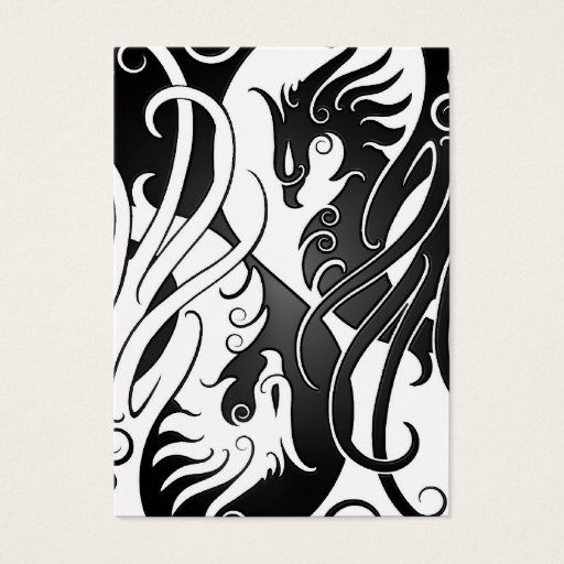 Customizable White and Black Yin Yang Phoenix Business Card