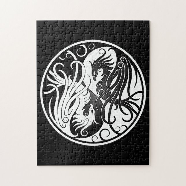 White and Black Yin Yang Phoenix Jigsaw Puzzle (Vertical)