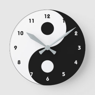White and Black Yin Yang Trendy Round Clock