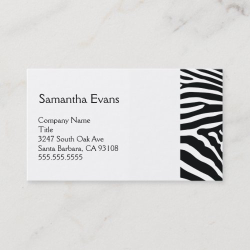 White and Black Zebra Business Card