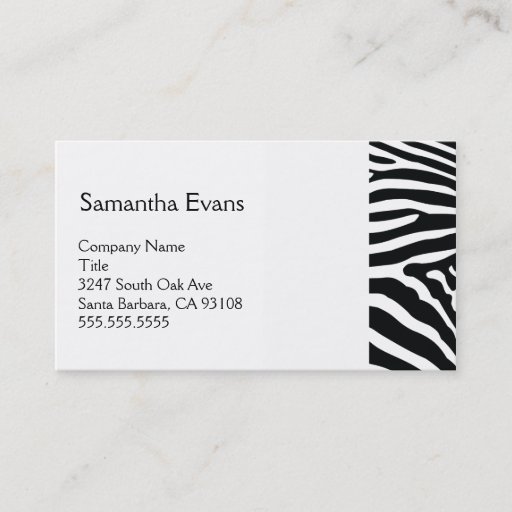 Customizable White and Black Zebra Business Card