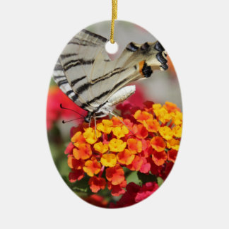 White and Black Zebra Butterfly Ceramic Ornament