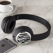 White and Black Zebra Pattern Headphones (In Situ)