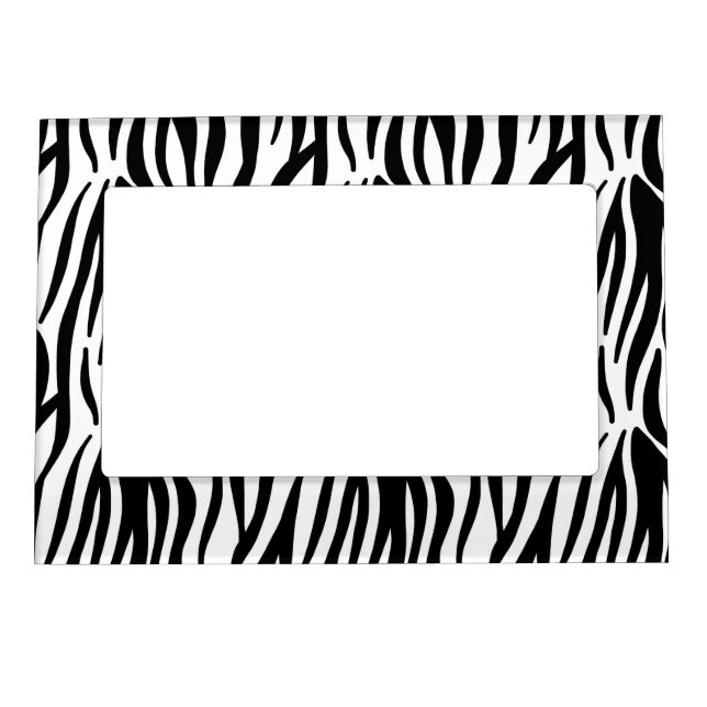 White and Black Zebra Pattern Magnetic Photo Frame (Front)