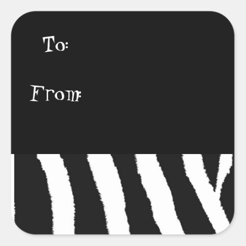 White and Black Zebra Pattern Square Sticker