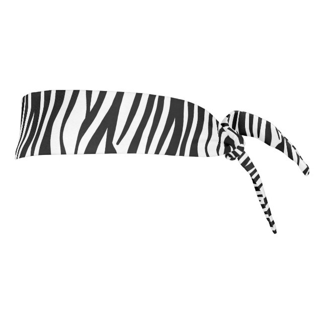 White and Black Zebra Pattern Tie Headband (Rotate 90)