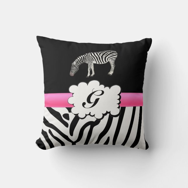 White and Black Zebra Stripes Throw Pillow (Front)