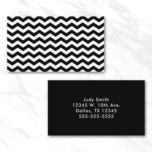 Customizable White and Black Zig Zag Business Card