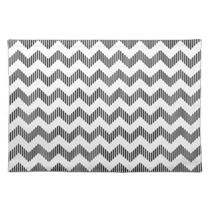 White And Black Zigzag Chevron Pattern Placemat