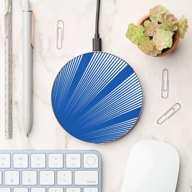 White and Blue Abstract Geometric Wireless Charger (Creator Uploaded)