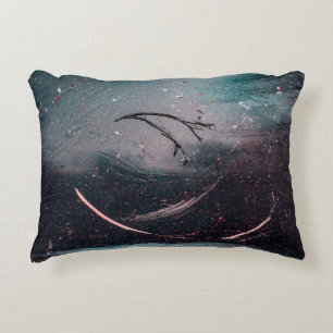 White and blue abstract painting accent pillow