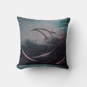 White and blue abstract painting throw pillow