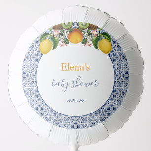 White and Blue Amalfi Lemons Italy Baby Shower Balloon