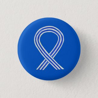 White and Blue Awareness Ribbon Custom ALS Buttons