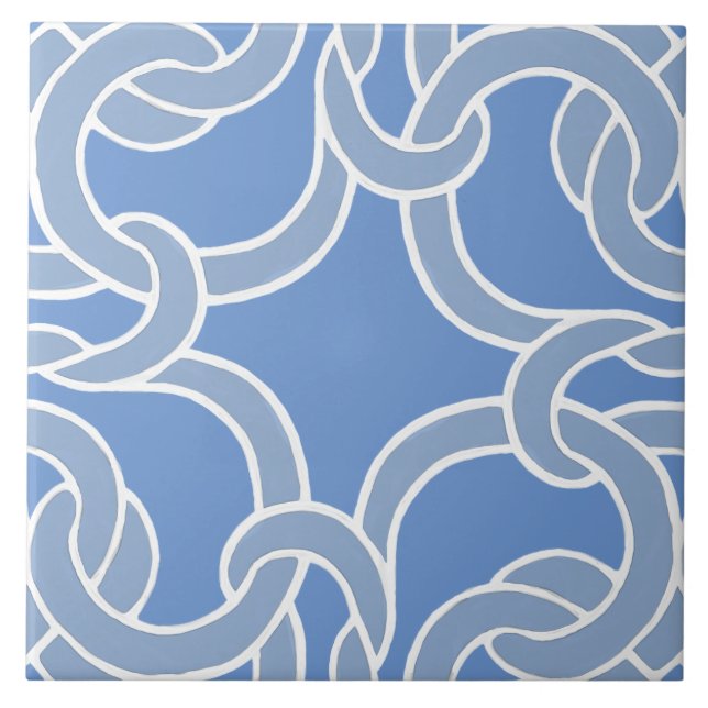   White And Blue Celtic Knot Seamless Pattern Tile (Front)