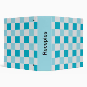 White And Blue Checkerboard Pattern 3 Ring Binder