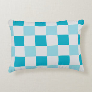 White And Blue Checkerboard Pattern Accent Pillow