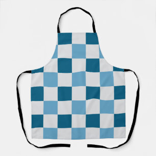 White And Blue Checkerboard Pattern Apron