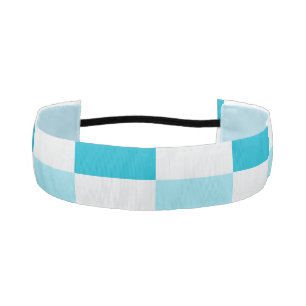 White And Blue Checkerboard Pattern Athletic Headband
