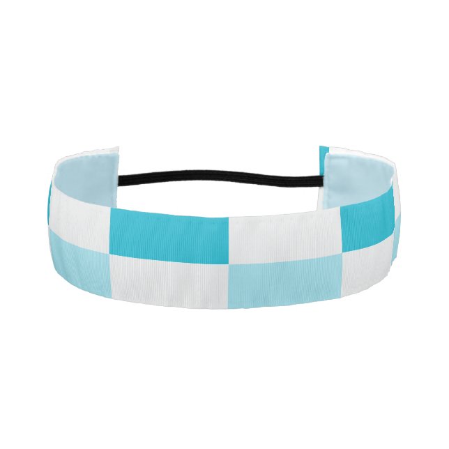 White And Blue Checkerboard Pattern  Athletic Headband (Front)
