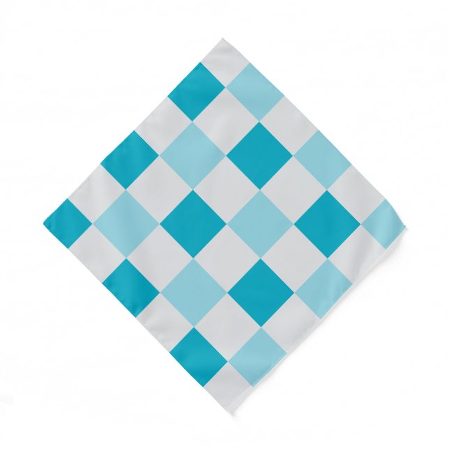 White And Blue Checkerboard Pattern  Bandana (Front)