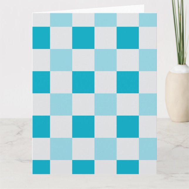 White And Blue Checkerboard Pattern  Card (Front)