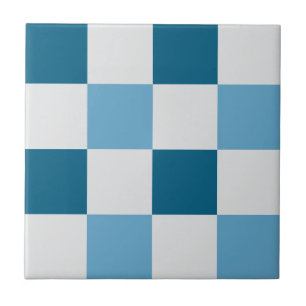 White And Blue Checkerboard Pattern  Ceramic Tile