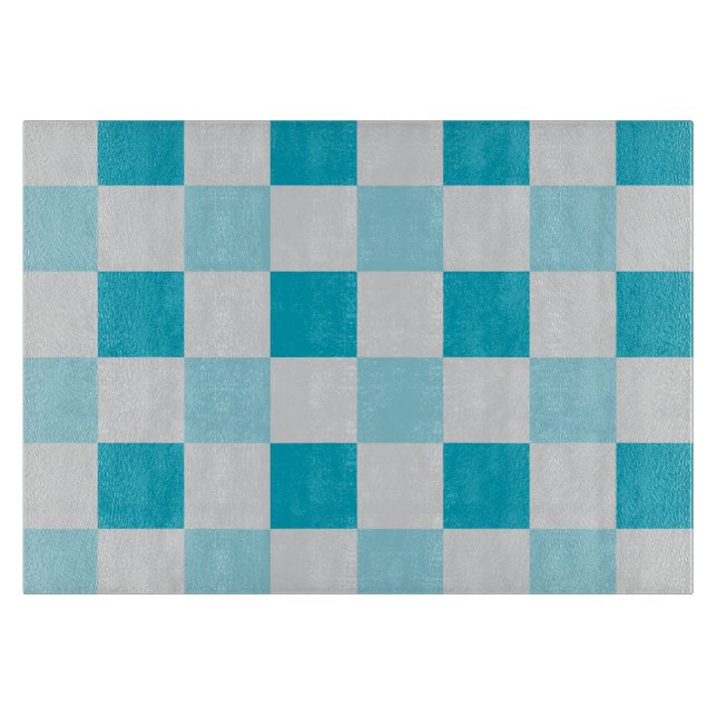 White And Blue Checkerboard Pattern Cutting Board (Front)