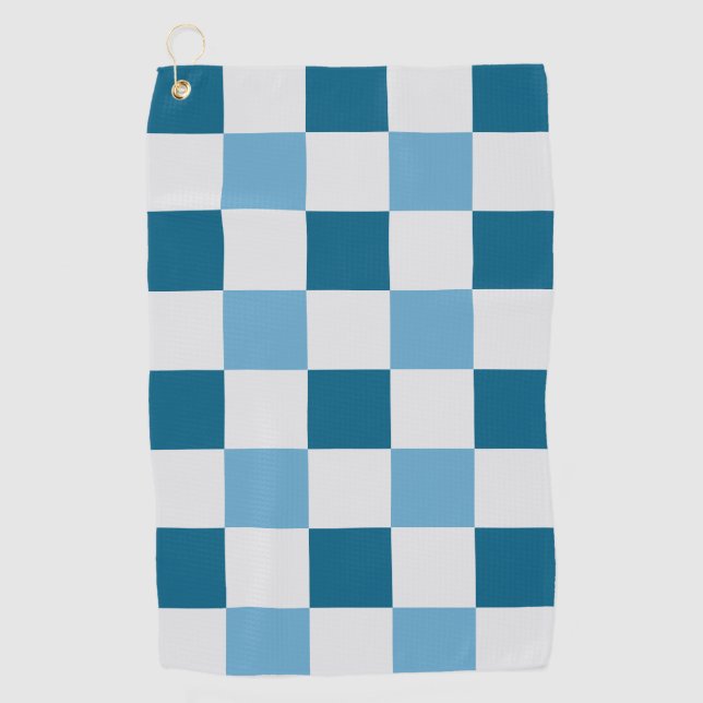 White And Blue Checkerboard Pattern  Golf Towel (Front)
