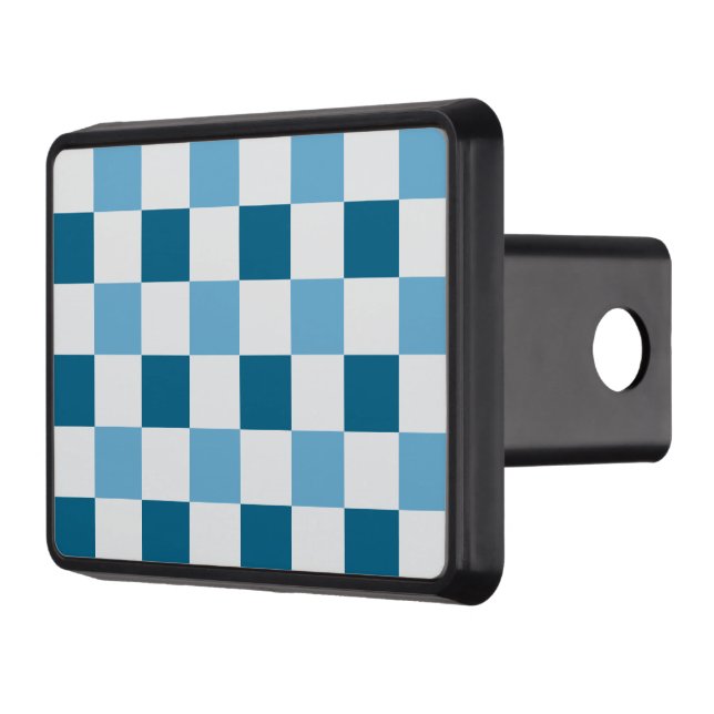 White And Blue Checkerboard Pattern  Hitch Cover (Left)