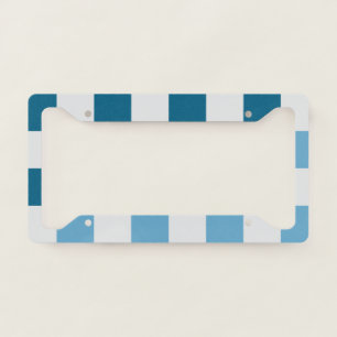White And Blue Checkerboard Pattern  License Plate Frame