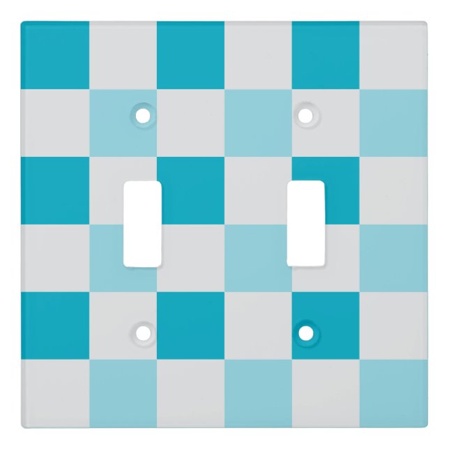White And Blue Checkerboard Pattern  Light Switch Cover (Front)