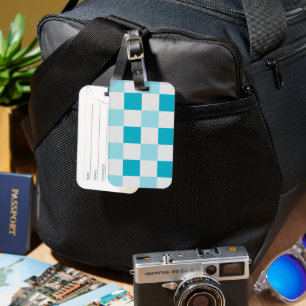 White And Blue Checkerboard Pattern Luggage Tag
