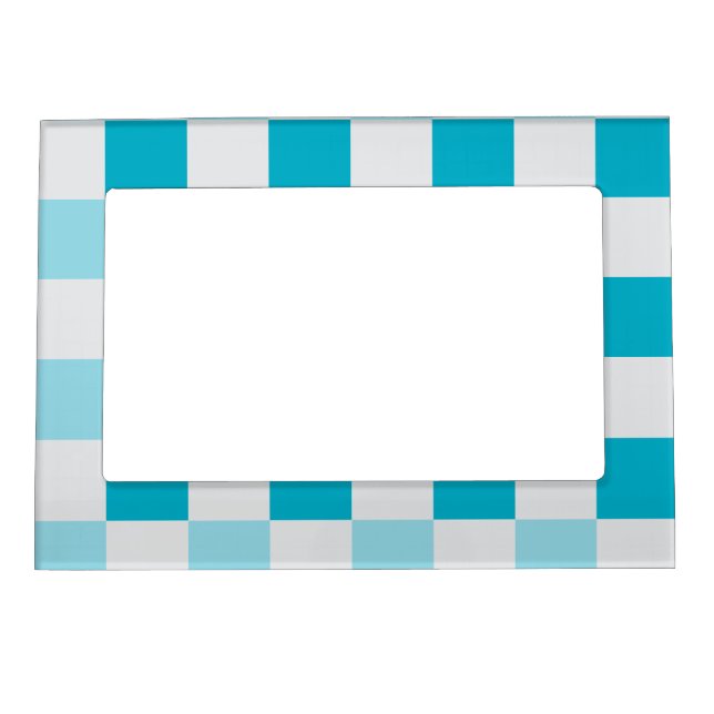 White And Blue Checkerboard Pattern  Magnetic Frame (Front)
