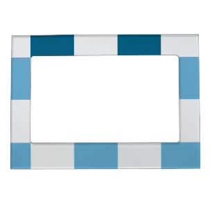 White And Blue Checkerboard Pattern  Magnetic Frame