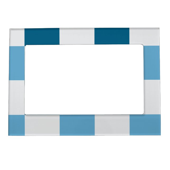 White And Blue Checkerboard Pattern  Magnetic Frame (Front)