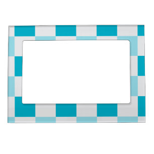 White And Blue Checkerboard Pattern  Magnetic Frame