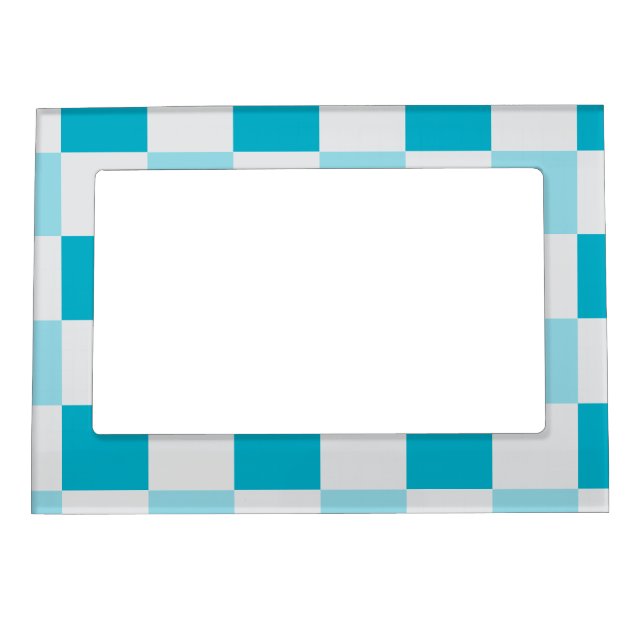 White And Blue Checkerboard Pattern  Magnetic Frame (Front)