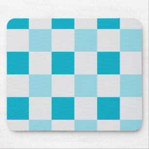 White And Blue Checkerboard Pattern  Mouse Pad
